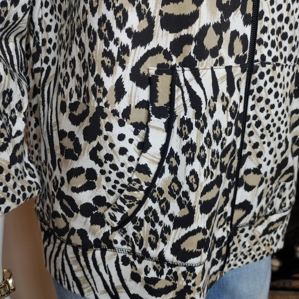 KIM ROGERS EXTENDED COLLAR ANIMAL PRINT JACKET, Multi-Color S - Picture 3 of 8